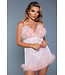 BeWicked Verleidelijke Farah Babydoll Set in Roze – Luxe Comfort met Mesh en Imitatiebont