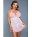 BeWicked Verleidelijke Farah Babydoll L/Xl Roze - Luxe Imitatiebont & Mesh Elegantie