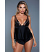 BeWicked Gia Cami Set Zwart | Luxe Satijnen Elegantie met Bloemapplicaties