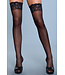BeWicked Elegant Black Lace Stockings with Floral Band & Silicone Grip