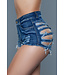 BeWicked Hohe Taille Booty Cut-Out Denim Shorts – Festival Ready in Blau