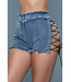 BeWicked Dare to Wear: Hoge Taille Denim Shorts met Vetersluiting voor een Edgy Look