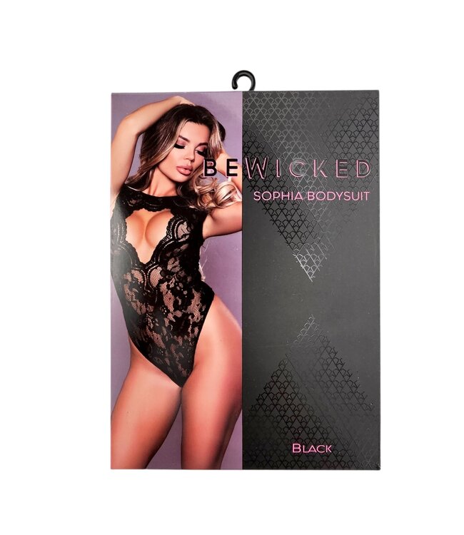 BeWicked Sophia XL Black Bodysuit - Seductive Lace & Open Neckline Elegance