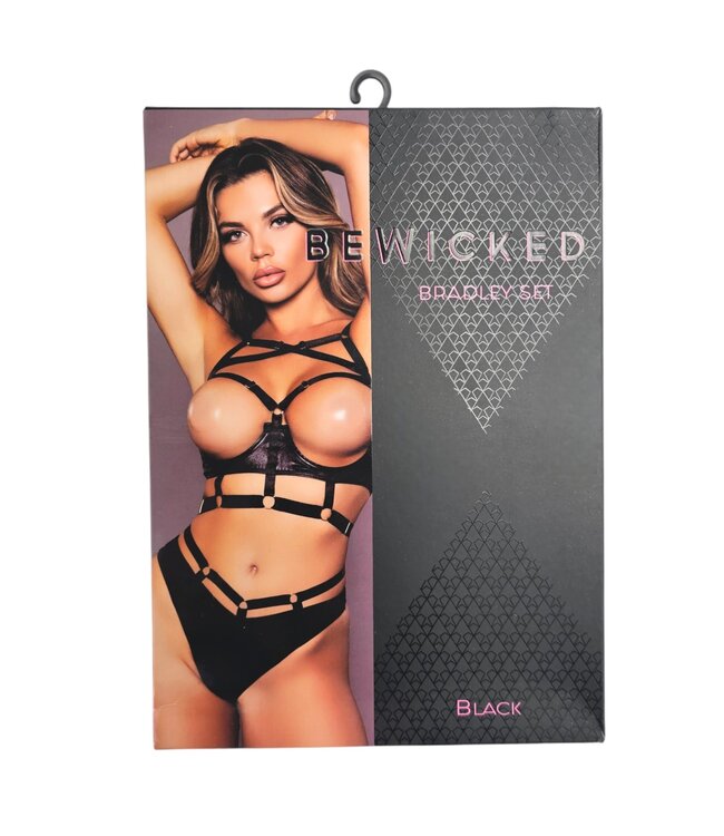 BeWicked Bradley Set Bewicked Zwart | Gedurfde Imitatieleren Lingerieset M/L