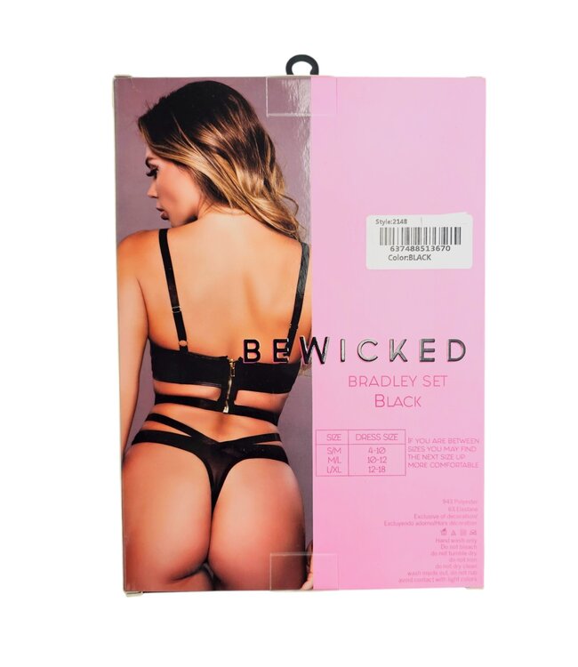 BeWicked Bradley Set Bewicked Zwart | Gedurfde Imitatieleren Lingerieset M/L