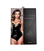 BeWicked Sensual Black Leather Look Bodysuit with Mesh & Lace Back M