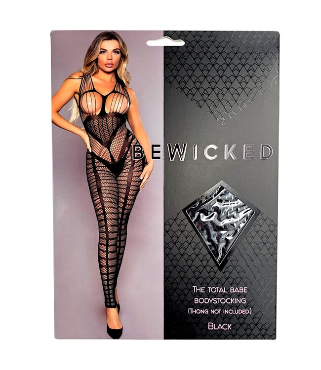 BeWicked Seductive Black Sleeveless Bodystocking with Unique Cage Design