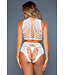 BeWicked Plus Size Elegante Bodystocking met Cropped Top en Hoge Taille - Wit