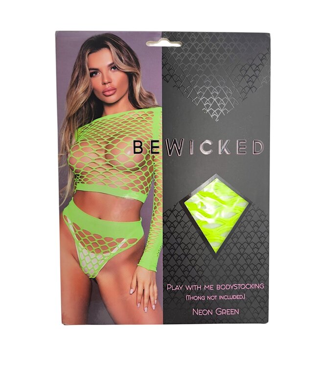 BeWicked Verleidelijke Play With Me Bodystocking Groen - Elegante Visnet Lingerie