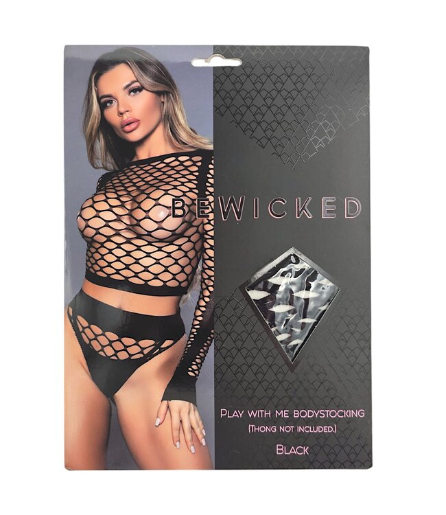 BeWicked Play With Me Black Bodystocking – Elegant Fishnet Seduction Wear