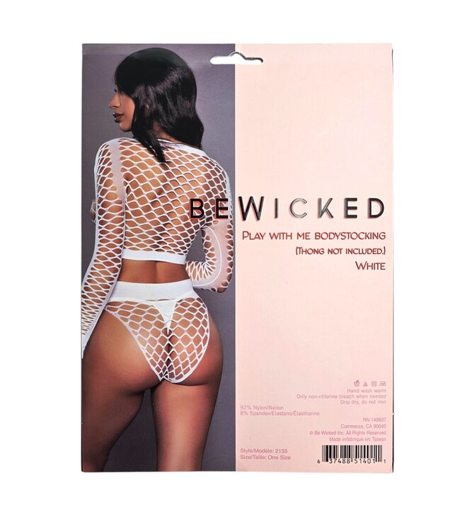 BeWicked Play With Me White Bodystocking - Sexy Fishnet & Brazilian Set
