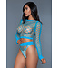 BeWicked Eleganter Play With Me Bodystocking in Türkis mit Fischnetz-Design