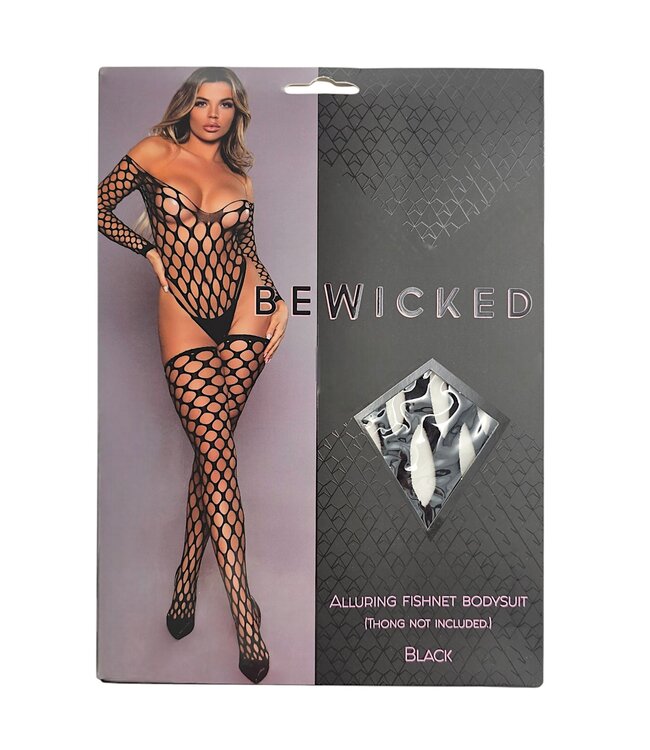 BeWicked Daring Black Fishnet Bodysuit & Stockings Set - Enchanting Elegance