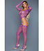 BeWicked Purple Long-Sleeved Fishnet Bodysuit & Stockings Set - Seductive Elegance