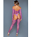 BeWicked Verführerischer lila Fischnetz-Bodysuit mit Strümpfen – Eleganter Look