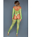 BeWicked Verleidelijke Visnet Bodysuit met Off Shoulder en Kousen in Groen