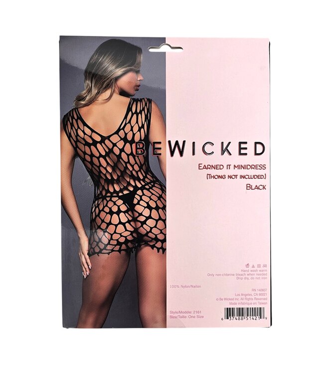 BeWicked Seductive Black Mini Dress with V-Neck & Scalloped Edges | Be Wicked