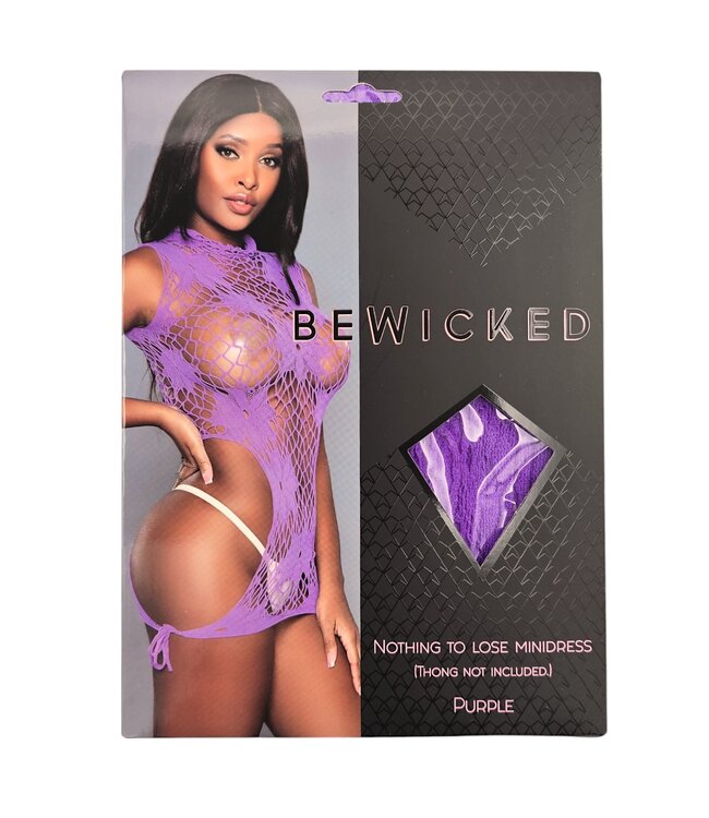 BeWicked Nothing to Lose Purple Mini Dress - Floral Mesh & Seductive Slit