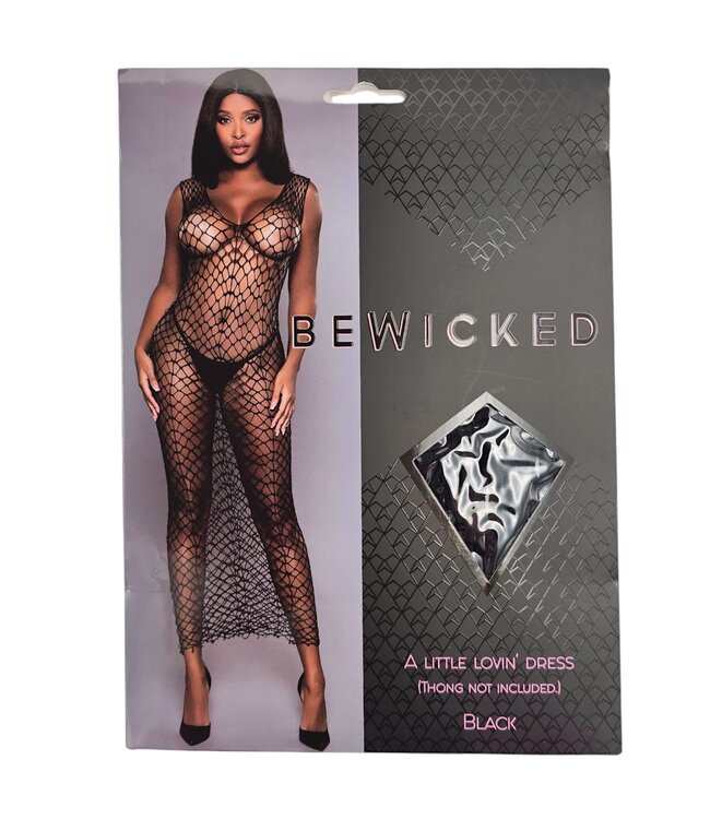 BeWicked Elegant Be Wicked Maxi Jurk met Visnetpatroon – Mouwloos en Comfy Zwart