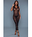 BeWicked Elegantes Plus Size Schwarzes Bodycon-Maxikleid mit Spitzenmuster