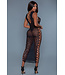 BeWicked Elegantes Plus Size Schwarzes Bodycon-Maxikleid mit Spitzenmuster