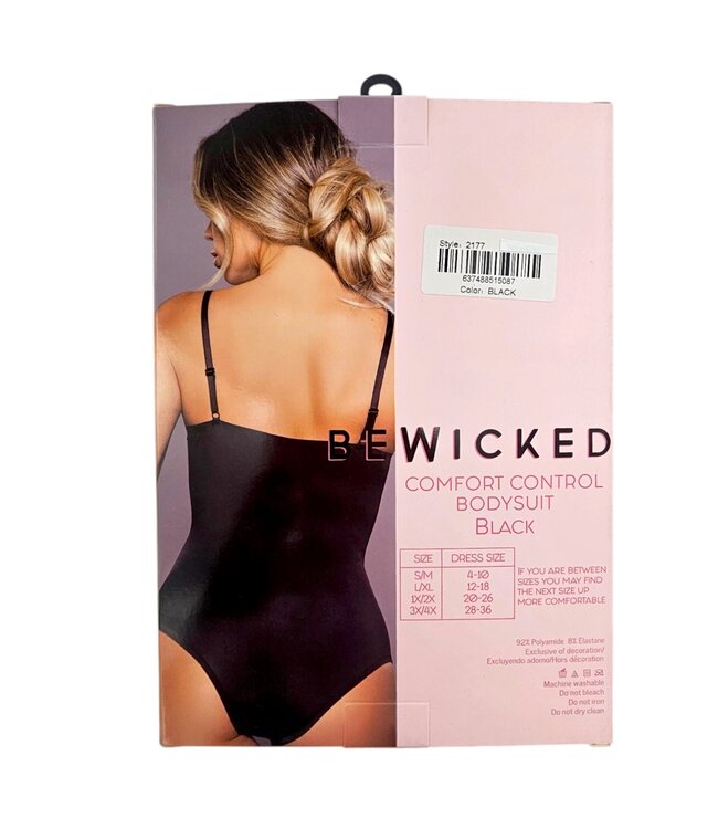 BeWicked Stylish Comfort Control Bodysuit - Black S/M for Modern Women