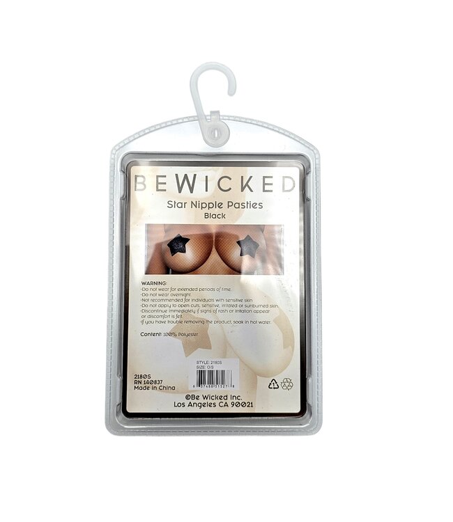 BeWicked Star-Shape Lace Nipple Pasties - 3 Pairs Self-Adhesive Black