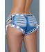 BeWicked Trendy Low Waist Distressed Blue Shorts with Adjustable Laces