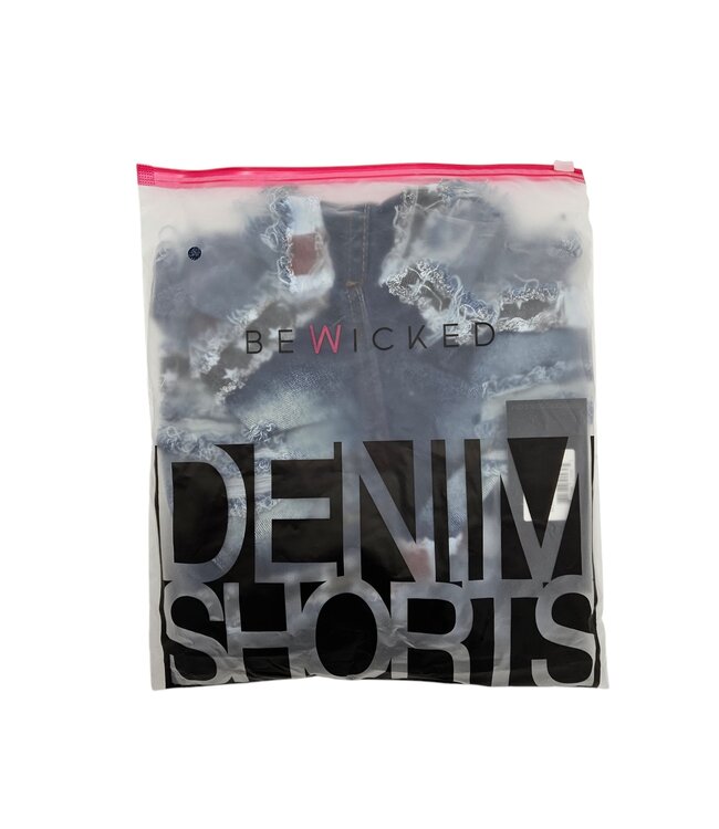 BeWicked Trendige Blaue Shorts mit niedriger Taille und Used-Look