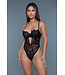 BeWicked Elegant Black Lace Bodysuit with Mesh and Adjustable Straps - Cameryn S