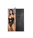 BeWicked Romantische Zwarte Kanten Bodysuit met Mesh en Verstelbare Bandjes - Cameryn S
