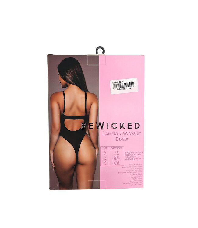 BeWicked Elegant Black Lace Bodysuit with Mesh Panels by BeWicked