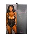 BeWicked Edgy Kanten Wetlook Bodysuit met Rits en Halterlijn - Bewicked Zwart