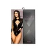 BeWicked Edgy Imitatieleren Bodysuit met Mesh Rug en Diepe Sweetheart Halslijn