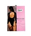 BeWicked Edgy Imitatieleren Bodysuit met Mesh Rug & Sweetheart Halslijn - Zwart L