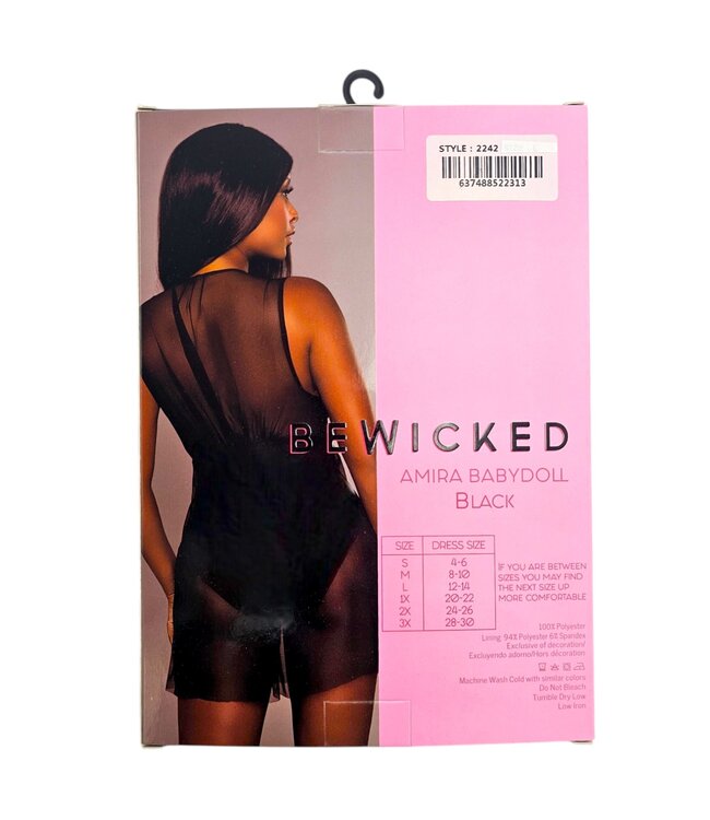 BeWicked Amira Babydoll Zwart S – Betoverend Mesh Design voor Onvergetelijke Avonden