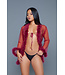 BeWicked Chic Burgundy Chiffon Kimono with Faux Fur Trim & Satin Bow