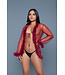 BeWicked Stijlvolle Burgundy Chiffon Kimono met Imitatiebont voor Luxe Loungewear