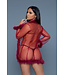 BeWicked Chic Burgundy Chiffon Kimono with Faux Fur Trim & Satin Bow