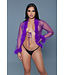 BeWicked Chic Purple Chiffon Kimono with Faux Fur Trim and Satin Bow