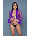 BeWicked Elegante Paarse Chiffon Kimono met Luxe Imitatiebont en Satijnen Strik