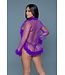 BeWicked Chic Purple Chiffon Kimono with Faux Fur Trim and Satin Bow