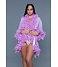 BeWicked Eleganter Chiffon-Kimono mit Federboa in Lila – Stilvolle Loungewear