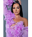 BeWicked Elegante Korte Chiffon Kimono met Veerafwerking en Satijnen Strik Lila
