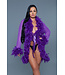 BeWicked Eleganter lila Chiffon-Kimono mit Federboa und Satinbändern