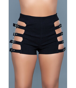 BeWicked Trendy Vibe Shorts Zwart – Sleek Design met Hoge Taille en Unieke Details