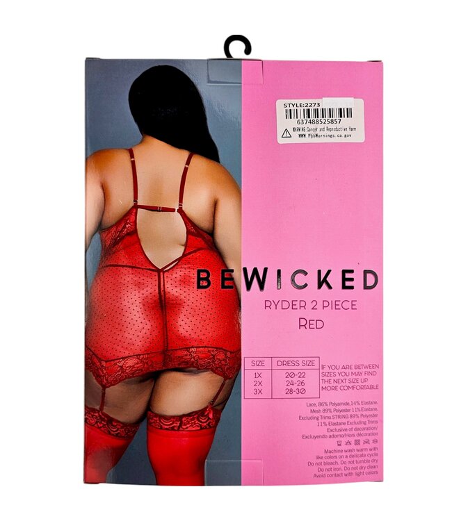 BeWicked Verleidelijke Ryder Kanten Chemiseset met Polkadots en Jarretels