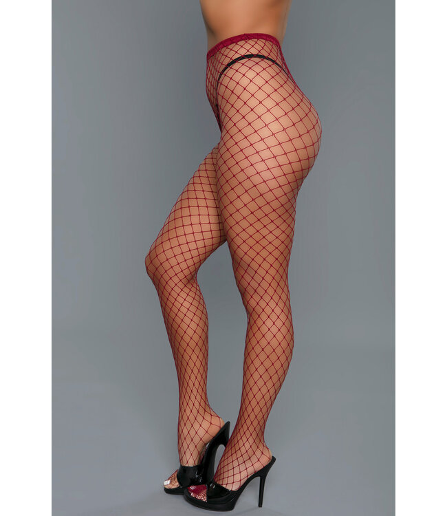 BeWicked Oversized Burgundy Fishnet Tights - Trendy Statement Look