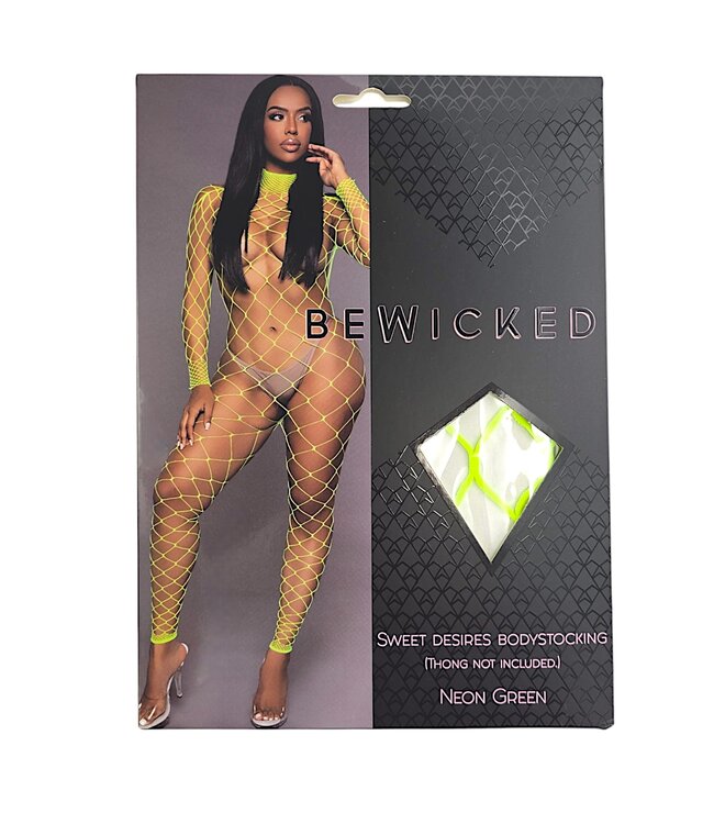 BeWicked Sweet Desires Bodystocking Grün | Verführerischer Komfort in Fischnetz