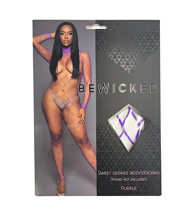 BeWicked Sweet Desires Purple Fishnet Bodystocking - Seductive & Stylish